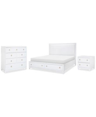 Summerland 3pc Bedroom Set (Queen Upholstered Storage Bed, Chest, Nightstand)