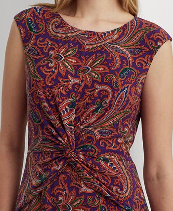 Women's Paisley Twist-Front Jersey Dress