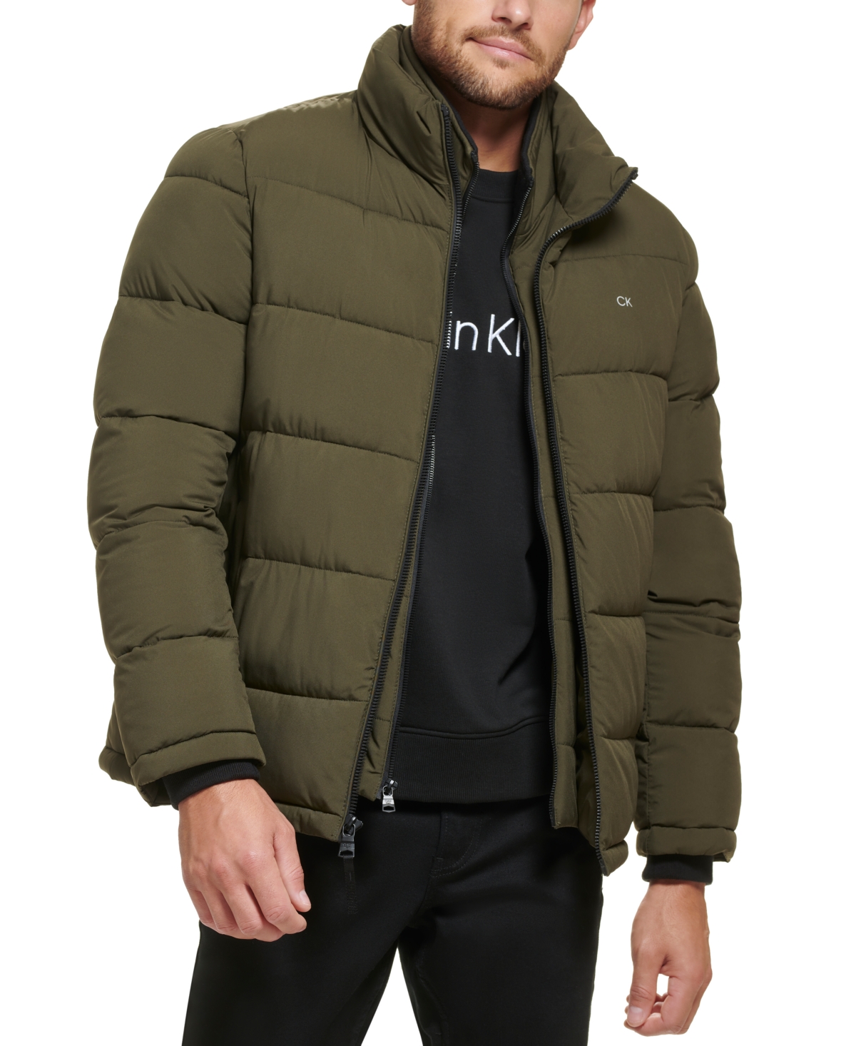 Calvin Klein Men's Puffer With Set In Bib Detail, Created for Macy's