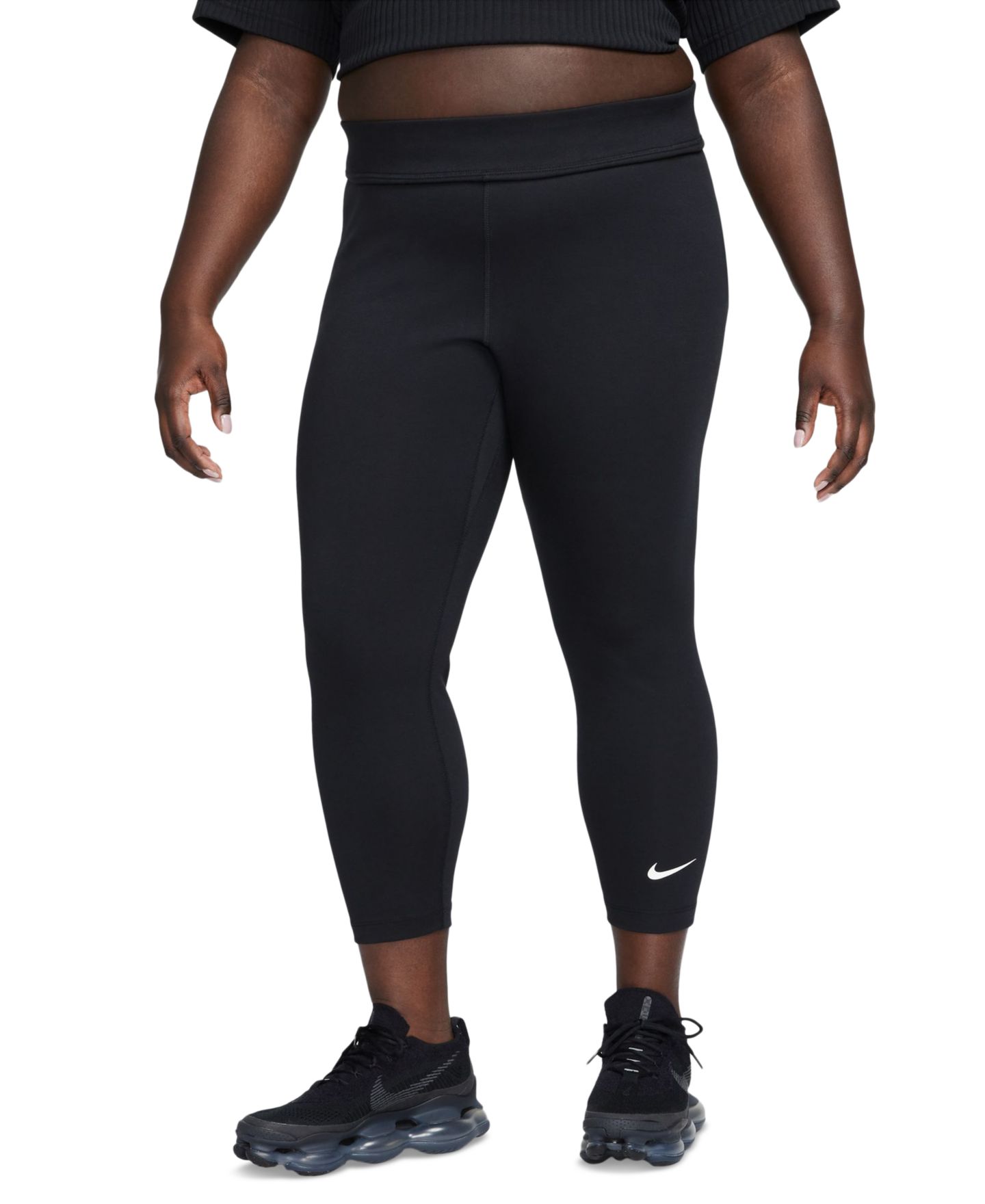 Женские леггинсы Nike Plus Size Sportswear Classics High-Waisted 7/8 Leggings, цвет: Чёрный — фото 1