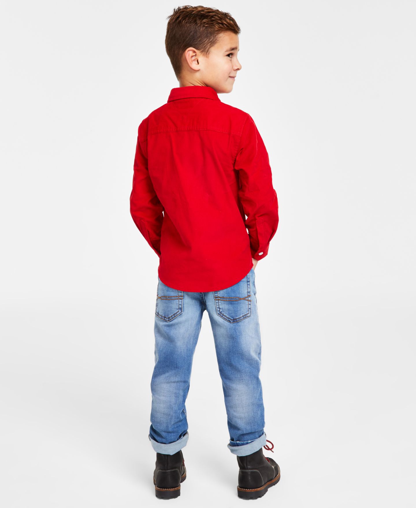 Комплекты Tommy Hilfiger Corduroy Shirt & Blue Stone Jeans для мальчиков, цвет: Каменный синий — фото 2