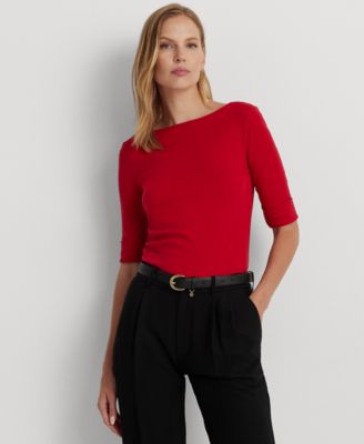 Lauren Ralph Lauren Cotton-Blend Boatneck Top Macy's