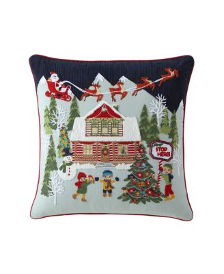 ID HOME FASHIONS - Please Stop Here Embroidered Holiday Decorative pillow