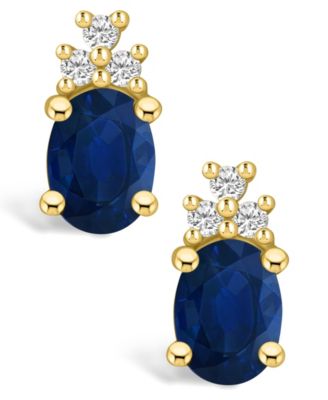 Sapphire (3 Ct. t.w.) and Diamond (1/5 Ct. t.w.) Stud Earrings
