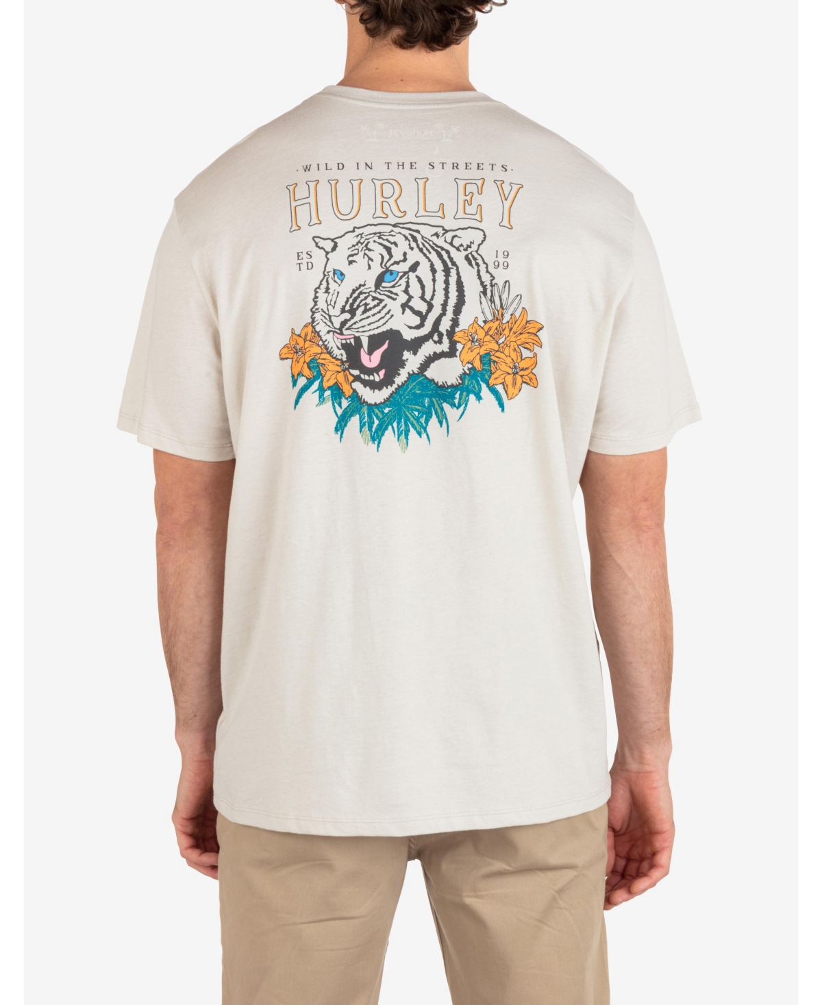 Hurley Men's Everyday Tiger Palm Short Sleeve T-shirt In Bone