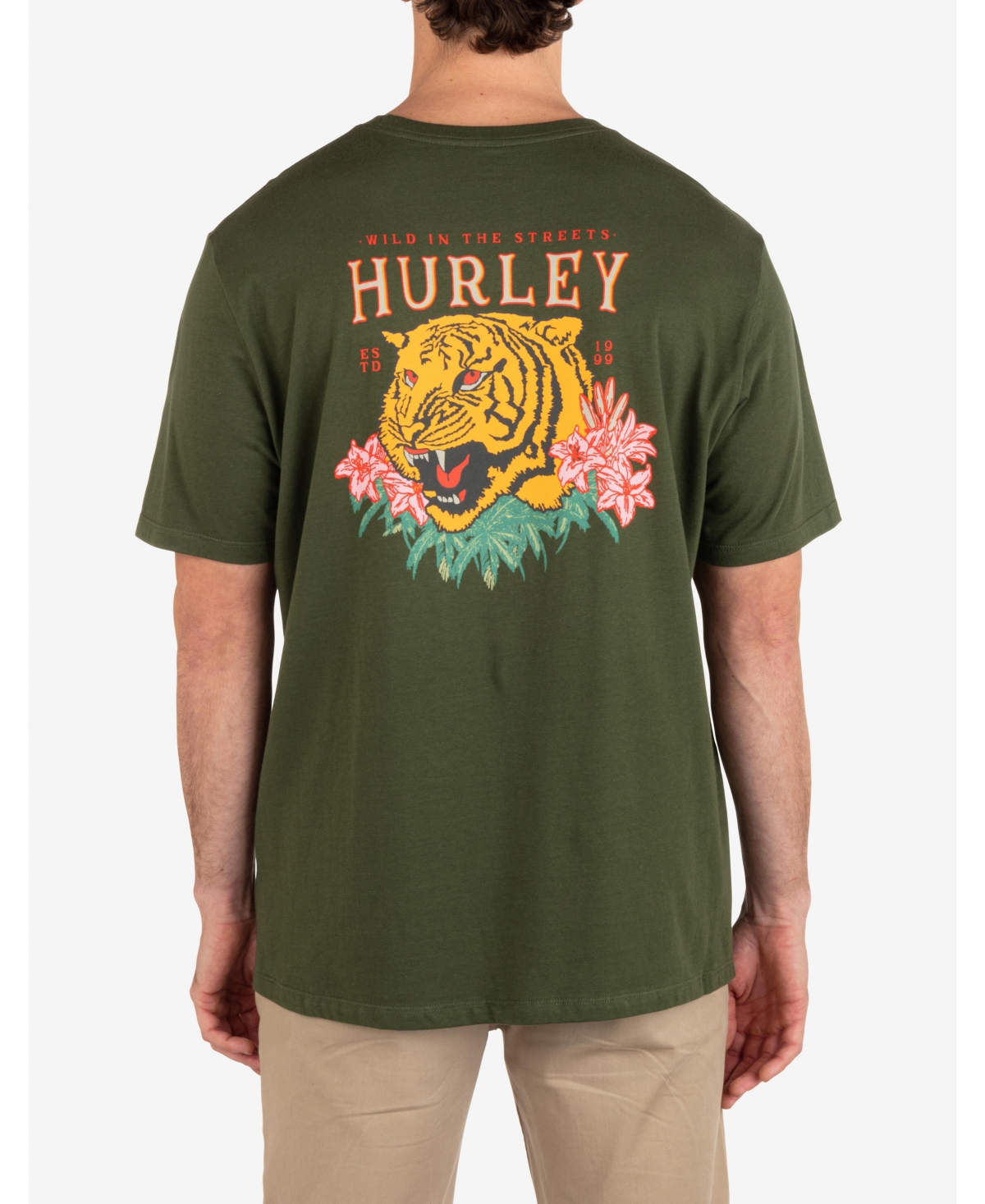 Hurley Men's Everyday Tiger Palm Short Sleeve T-shirt In Charcoal Fern