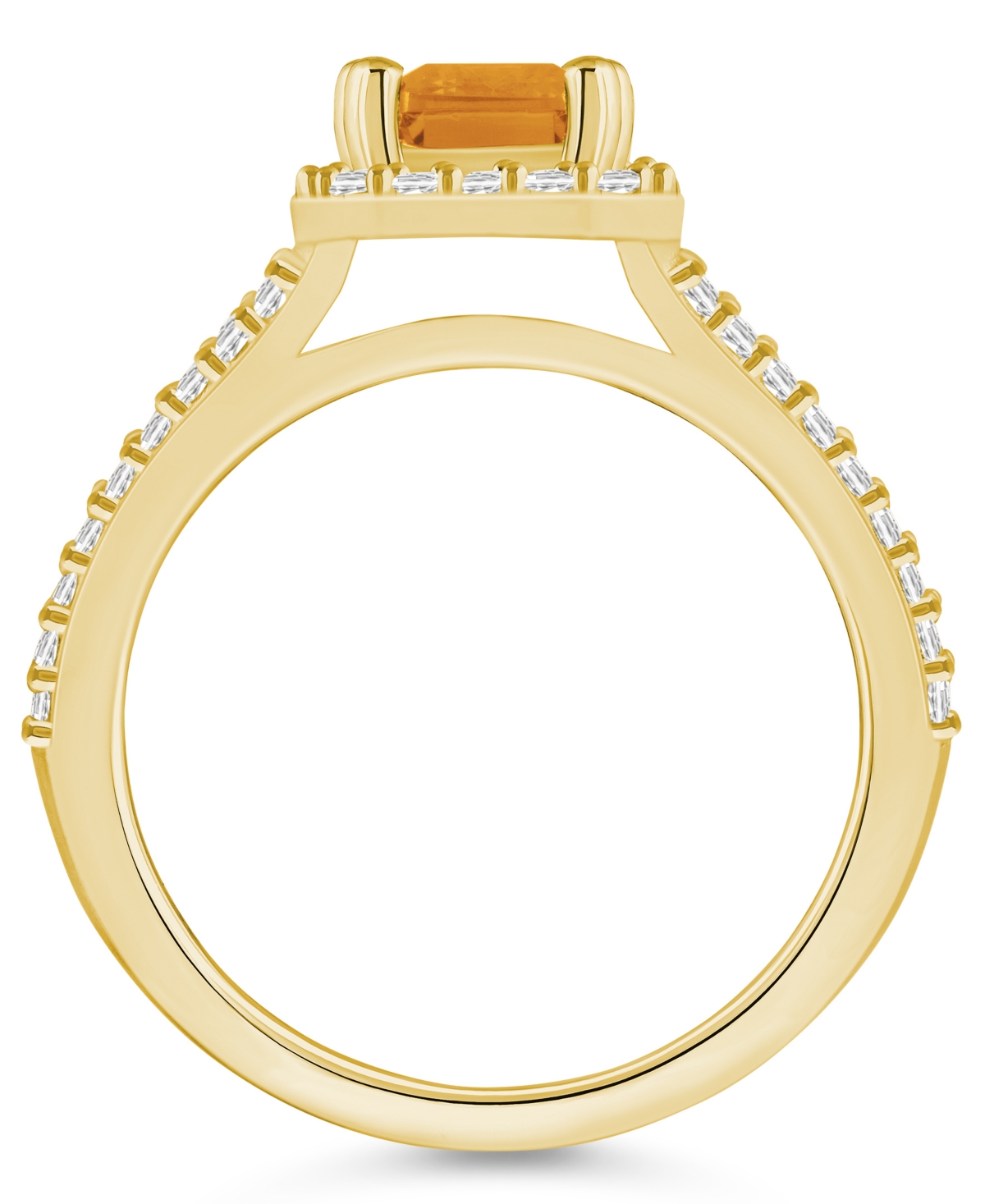 Macy's(1-5/8 ct. t.w.) and Diamond (1/2 ct. t.w.) Halo Ring in 14K Yellow Gold - Citrine