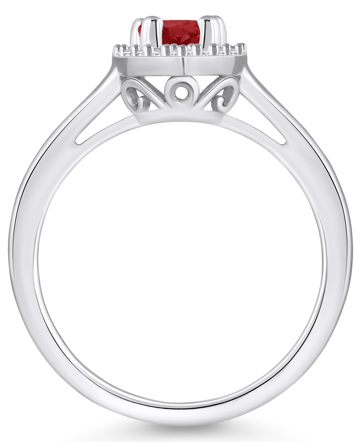 Macy's(1-1/10 ct. t.w.) and Diamond (1/5 ct. t.w.) Halo Ring in 14K White Gold - Garnet