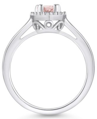 Morganite (3/4 ct. t.w.) and Diamond (1/5 ct. t.w.) Halo Ring in 14K White Gold