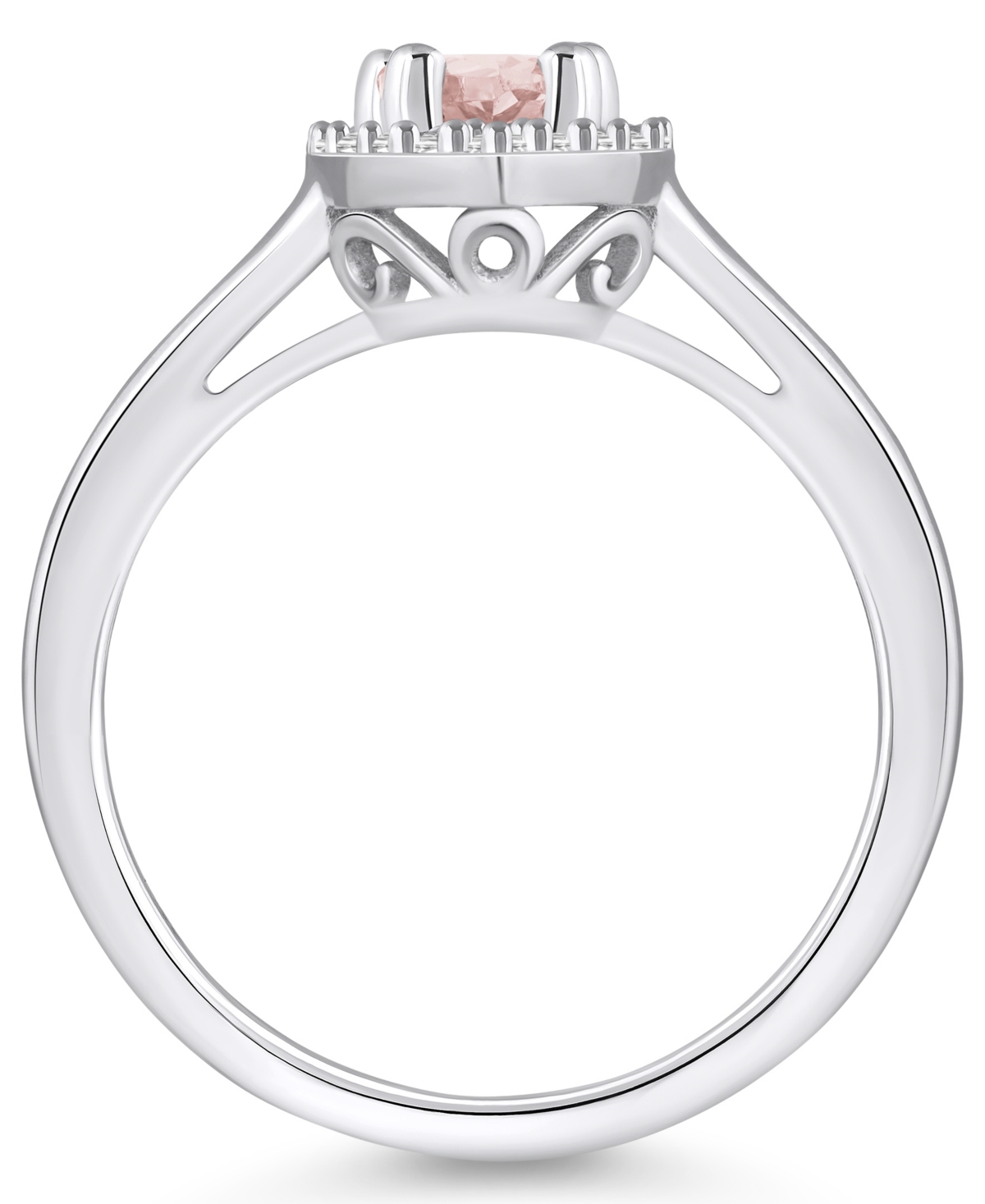 Macy's(3/4 ct. t.w.) and Diamond (1/5 ct. t.w.) Halo Ring in 14K White Gold - Morganite