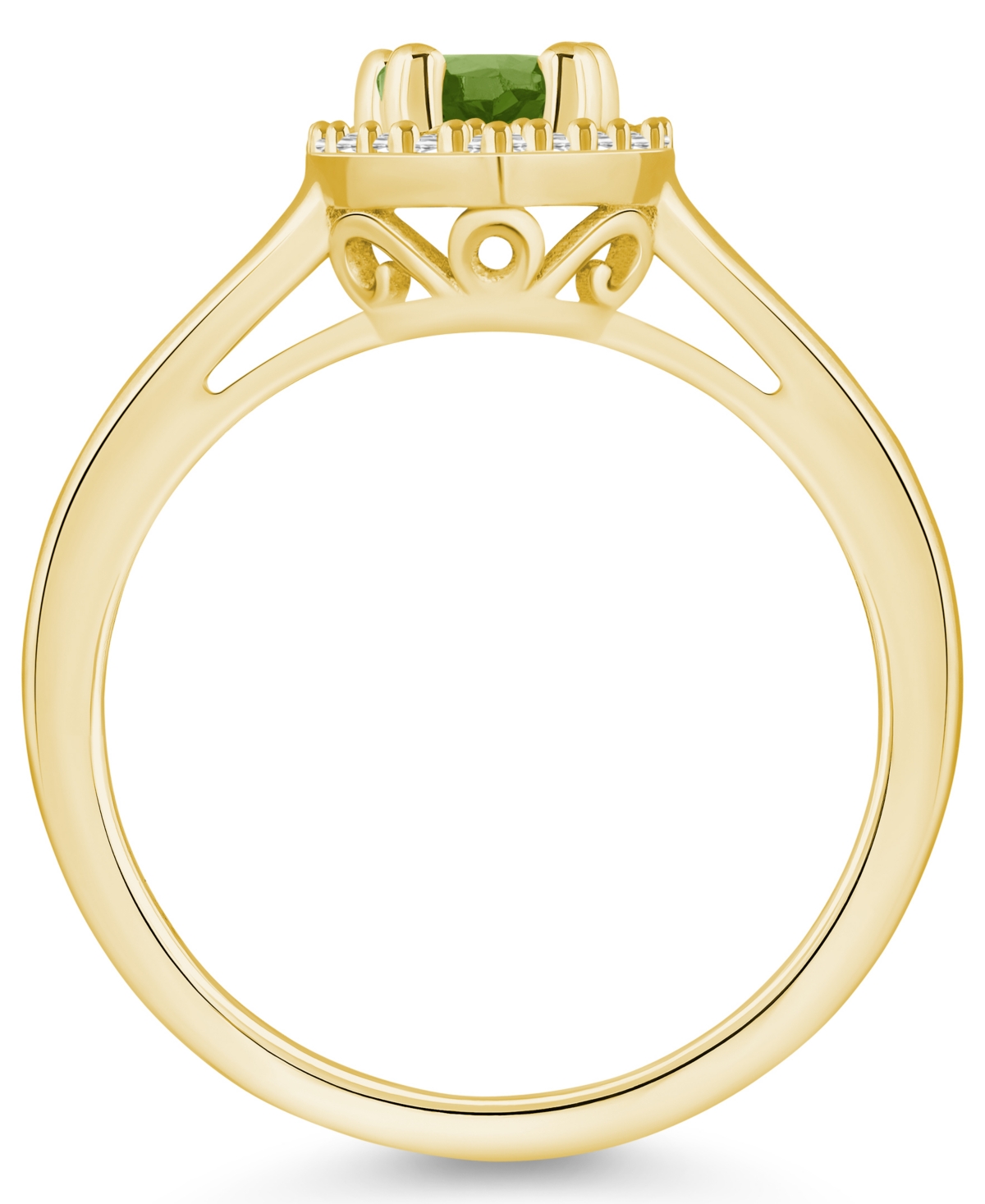Macy's(1 ct. t.w.) and Diamond (1/5 ct. t.w.) Halo Ring in 14K Yellow Gold - Peridot