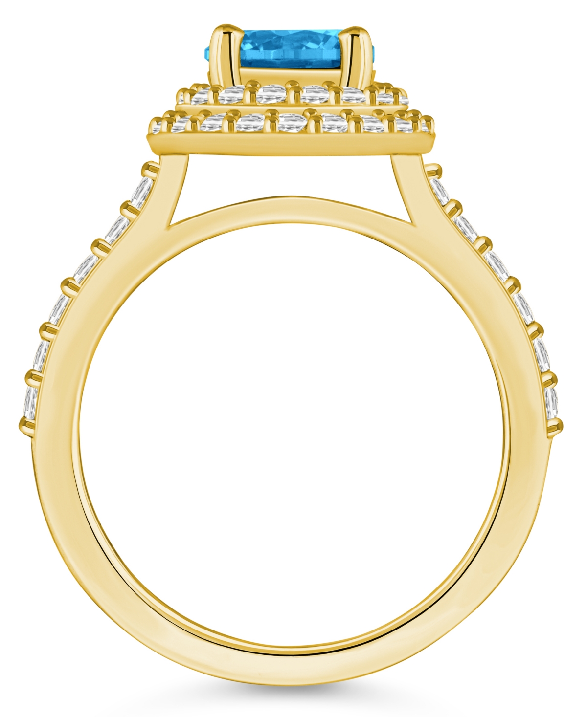 Macy'sand Diamond Accent Halo Ring in 14K Yellow Gold - Blue Topaz
