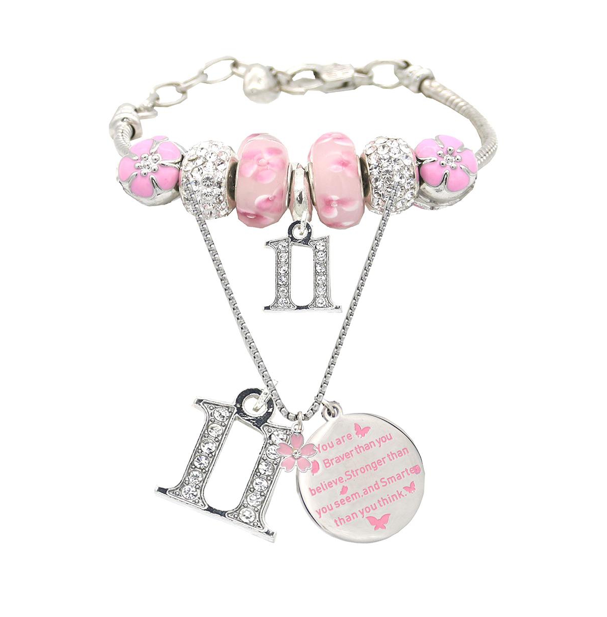 Girls' 11th Birthday Gift Set: Charm Bracelet, Necklace, Party Supplies, and Decorations - Celebrate Turning 11 Years Old with Stylish Jewelry - Open