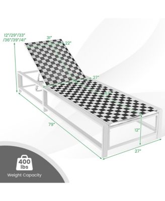 Patio Adjustable Chaise Lounge Chair Outdoor Wheeled Recliner Sturdy Metal