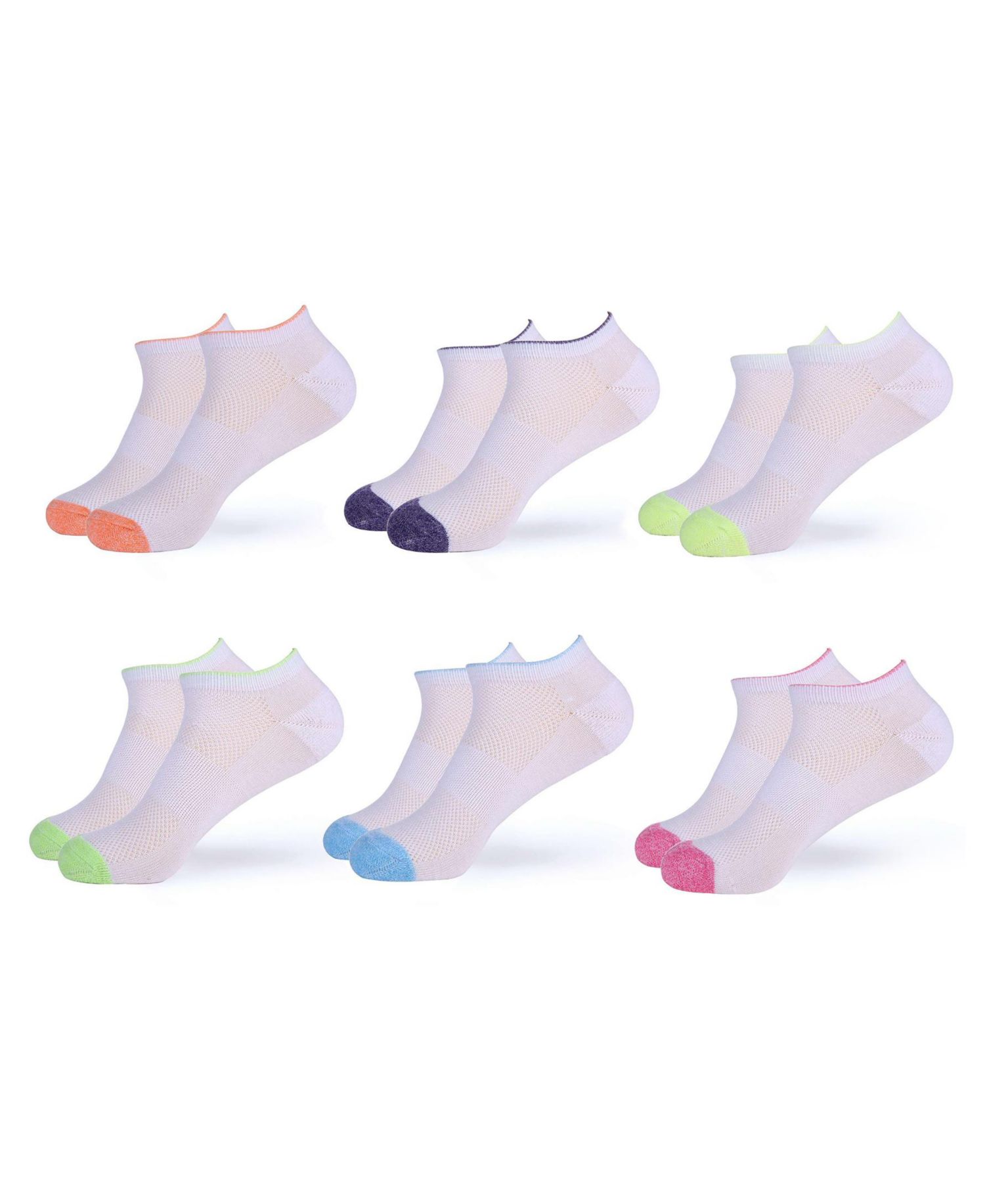 Women's Alabaster No-Show Sports Socks 6 Pack