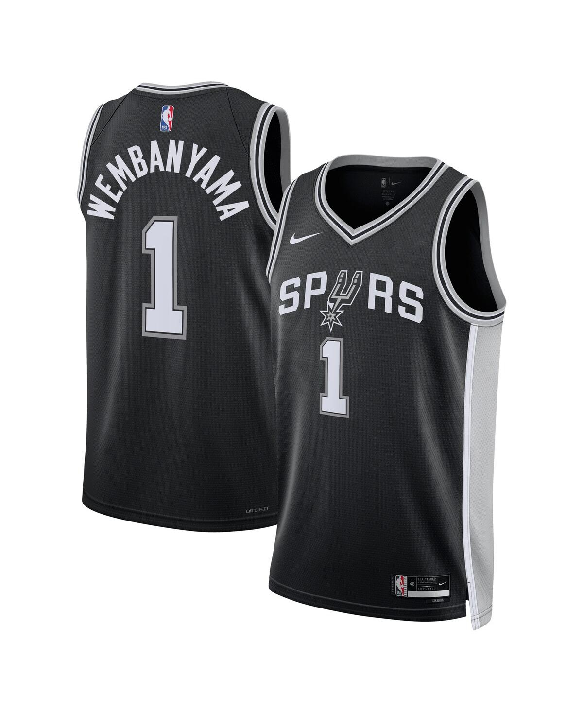 Men's and Women's Nike Victor WembanyamaSan Antonio Spurs 2023 Nba Draft First Round Pick Swingman Jersey - Icon Edition - Black