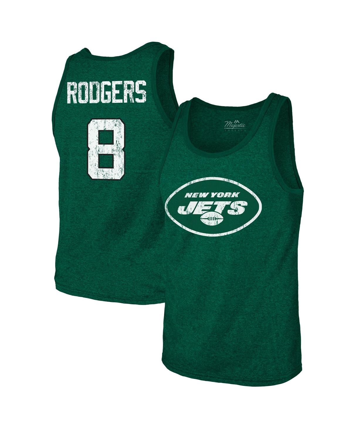 Men's Majestic Threads Aaron Rodgers Green New York Jets Player Name and Number Tri-Blend Tank Top - Green