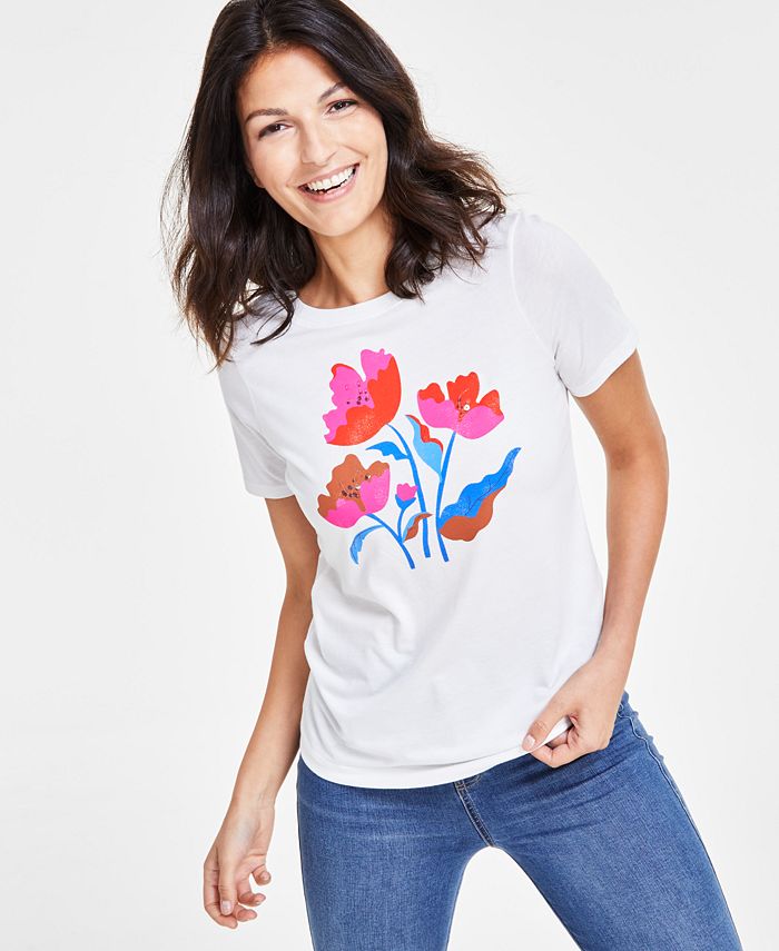 On 34th Women's Floral Graphic TShirt, Created for Macy's Macy's