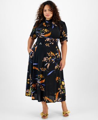 RACHEL Rachel Roy Plus Size Floral-Print Twist-Neck Harland Dress - Macy's