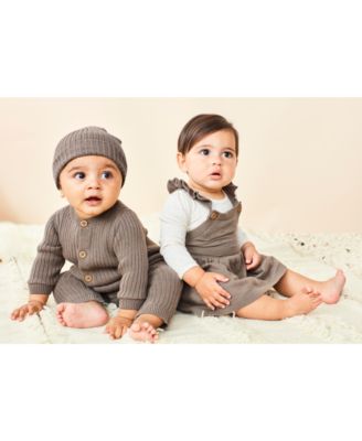 Carter's Carters Baby Sweater Jumpsuit Cap Set Baby Girls Bodysuit Jumper Set 2 Piece Sets In Brown