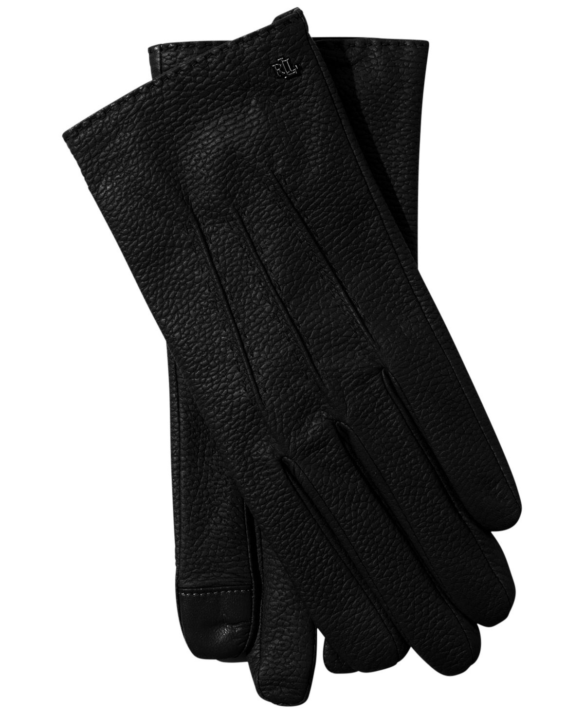 Pebble Textured Leather Gloves - Black