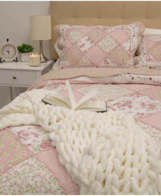 Strawberry Garden 3 Piece Cotton Quilt Set, King