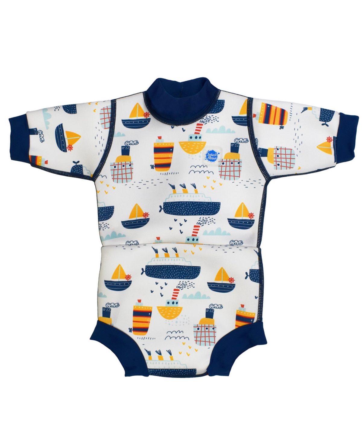 Splash About Baby Boys Happy Nappy Wetsuit With Swim Diaper In Tug Boats