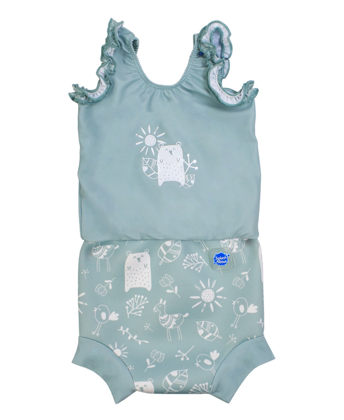 Splash About Baby Girls Happy Nappy Swimsuit With Swim Diaper In Sunny Bear