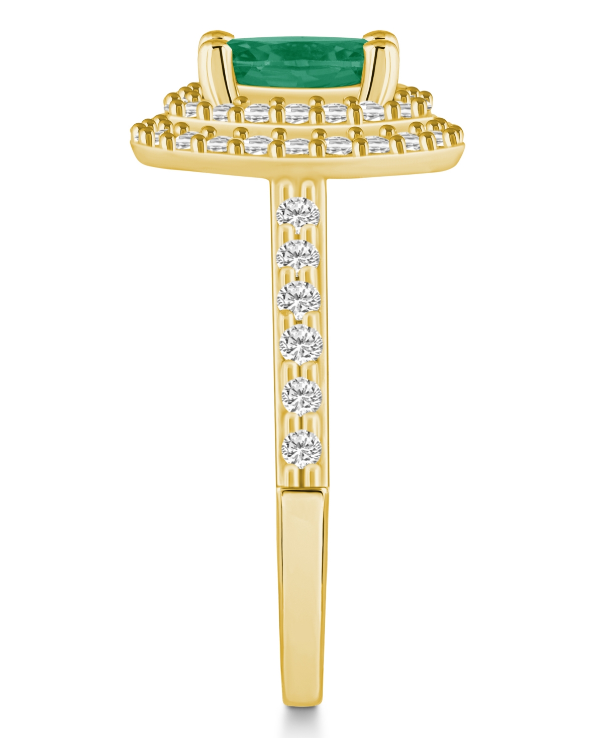 Emerald (1-1/5 ct. t.w.) & Diamond (5/8 ct. t.w.) Oval Double Halo Ring in 14k- Gold