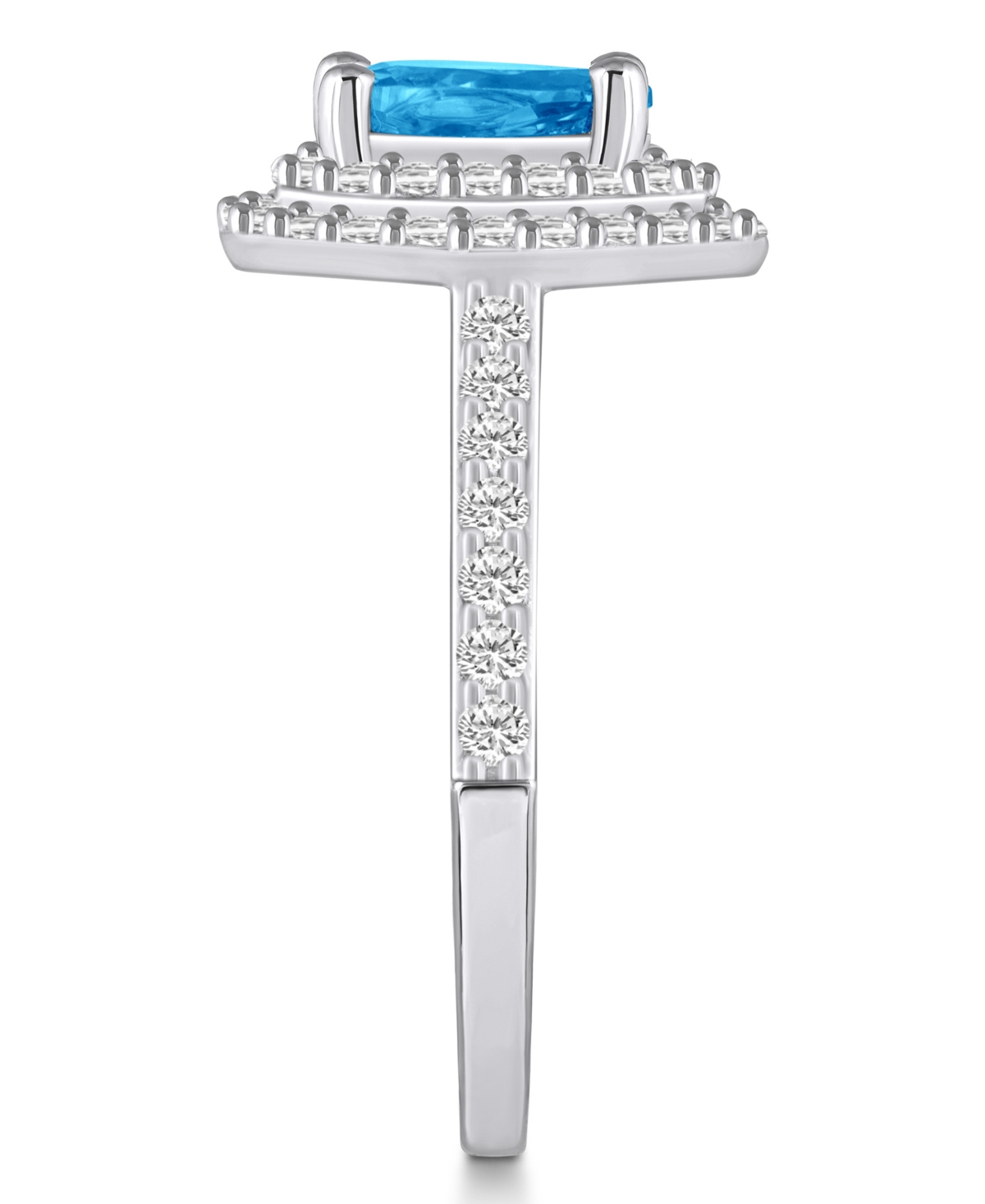 Macy'sand Diamond Accent Halo Ring in 14K White Gold - Blue Topaz