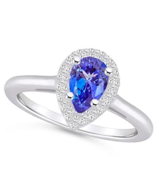 Macy's - Tanzanite (7/8 ct. t.w.) & Diamond (1/5 ct. t.w.) Pear Halo Ring in 14k Gold