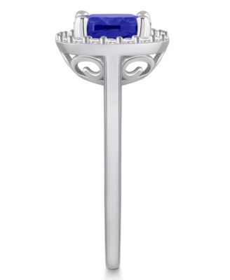 Tanzanite (2-1/3 ct. t.w.) & Diamond (1/4 ct. t.w.) Cushion Halo Ring in 14k Gold