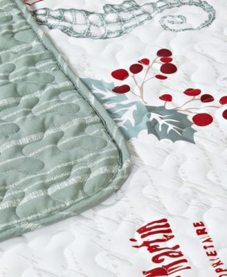 Shop Videri Home Holiday Writing Reversible 3 Piece Quilt Set Collection In Green,red