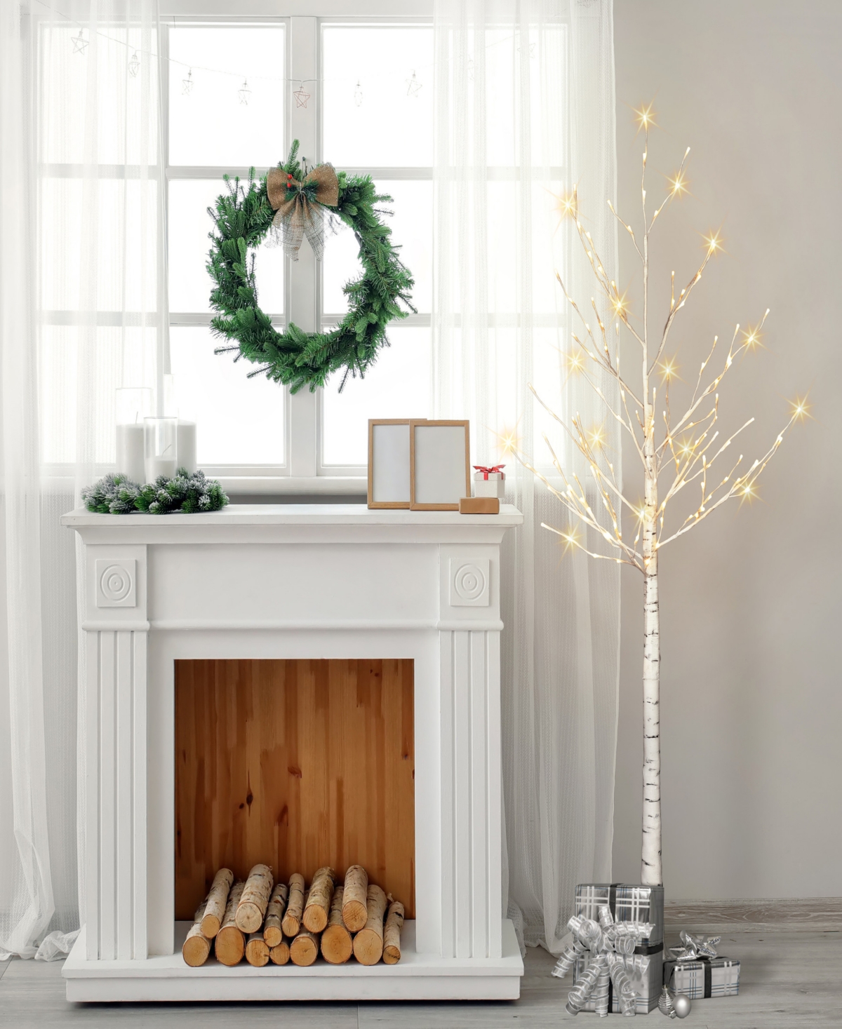 Puleo 6' Pre-lit Artificial Twig Tree In White