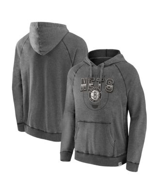 Men's Gray Brooklyn Nets Acquisition True Classics Vintage-Like Snow Wash Pullover Hoodie