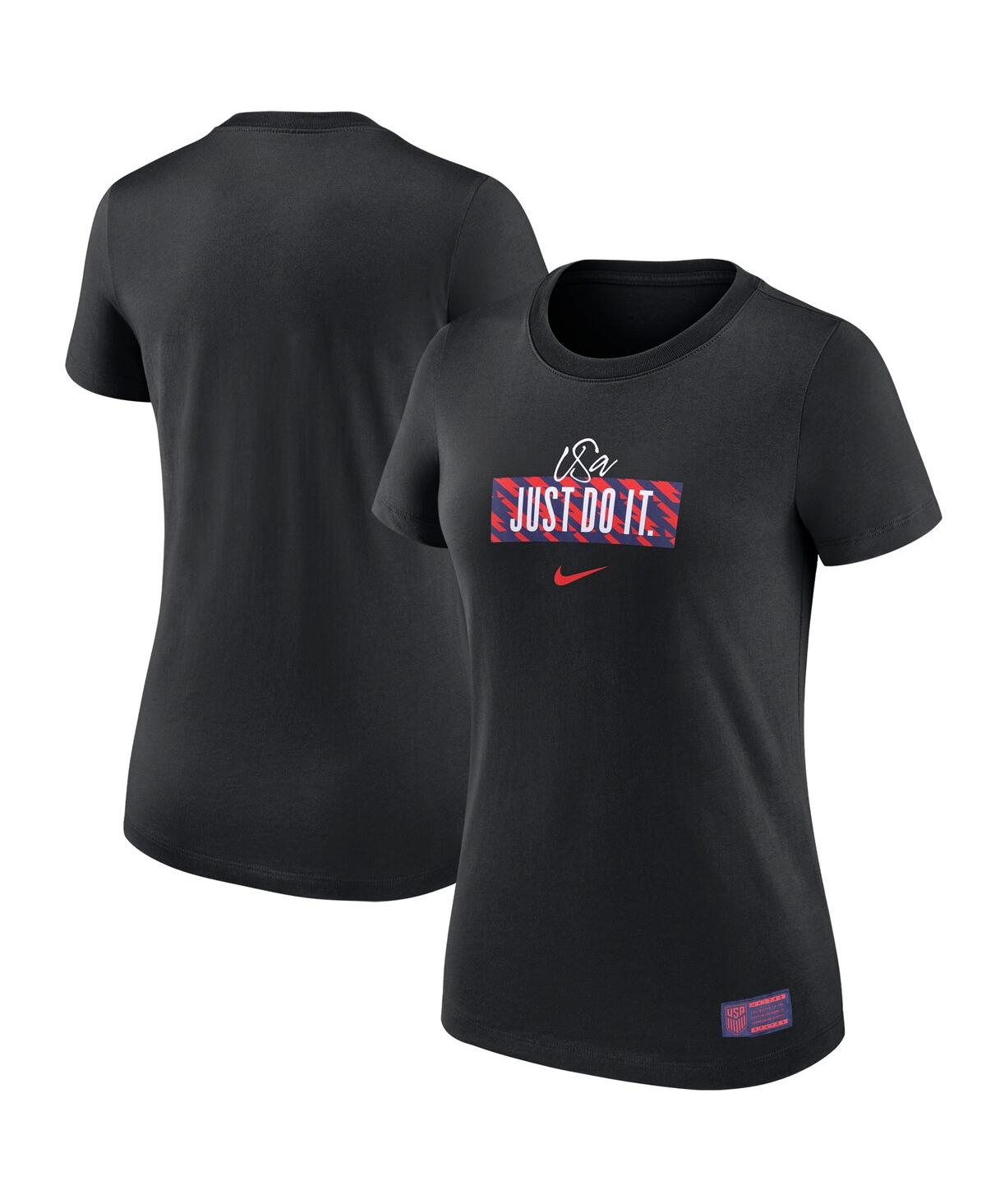 Nike Women's  Black Usmnt Verbiage T-shirt In Black