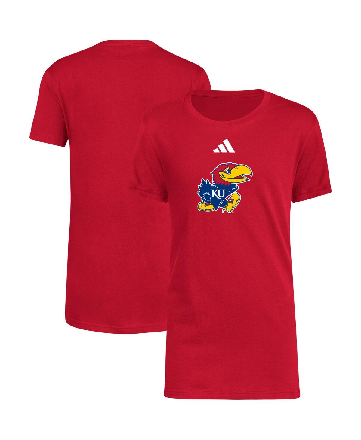 Adidas Originals Kids' Big Boys Adidas Red Kansas Jayhawks 2023 Sideline Locker Room Logo Fresh T-shirt