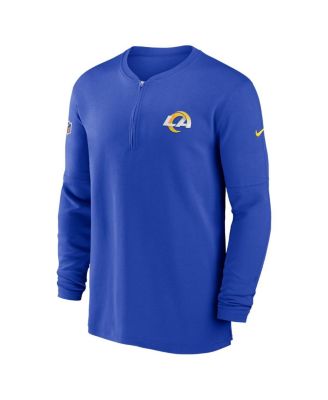 Men's Royal Los Angeles Rams 2023 Sideline Performance Long Sleeve Quarter-Zip Top