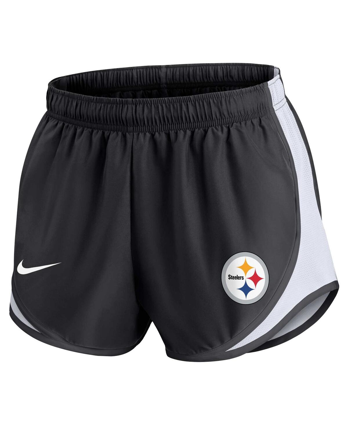 Nike Charcoal Pittsburgh Steelers Plus Size Logo Performance Tempo Shorts In Black