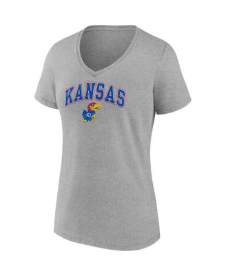 Women's Heather Gray Kansas Jayhawks Evergreen Campus V-Neck T-shirt