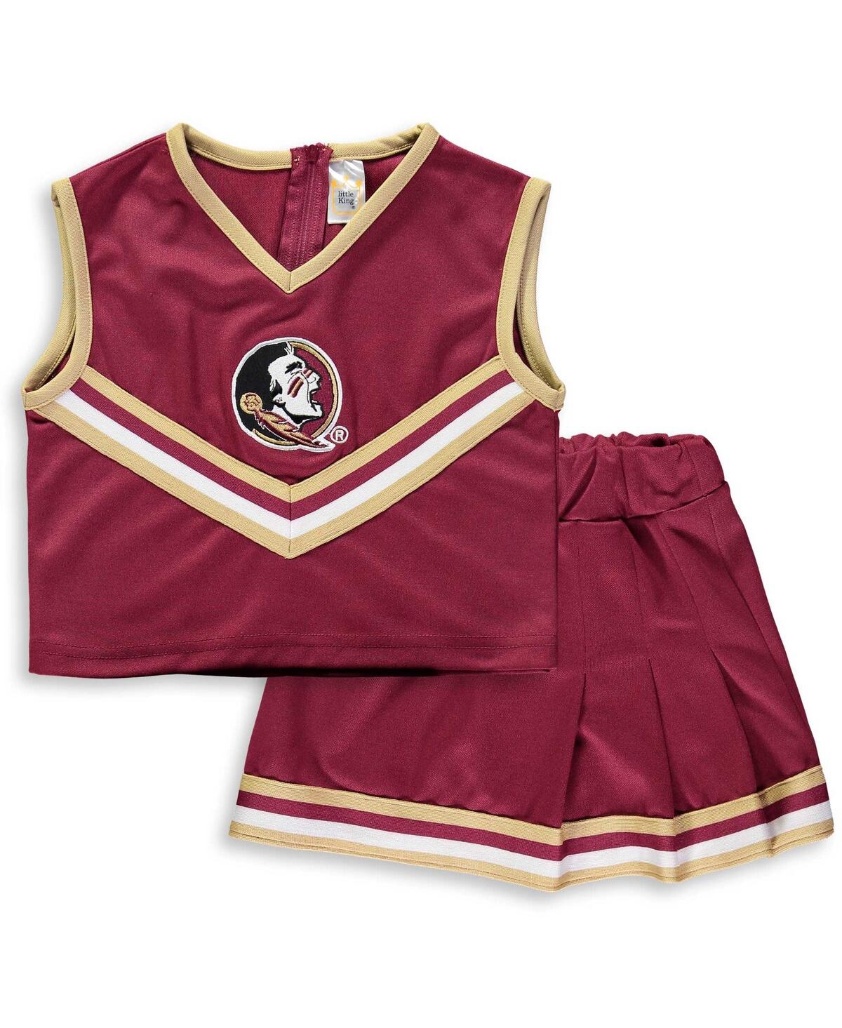 LITTLE KING APPAREL BIG GIRLS GARNET FLORIDA STATE SEMINOLES TWO-PIECE CHEER SET 