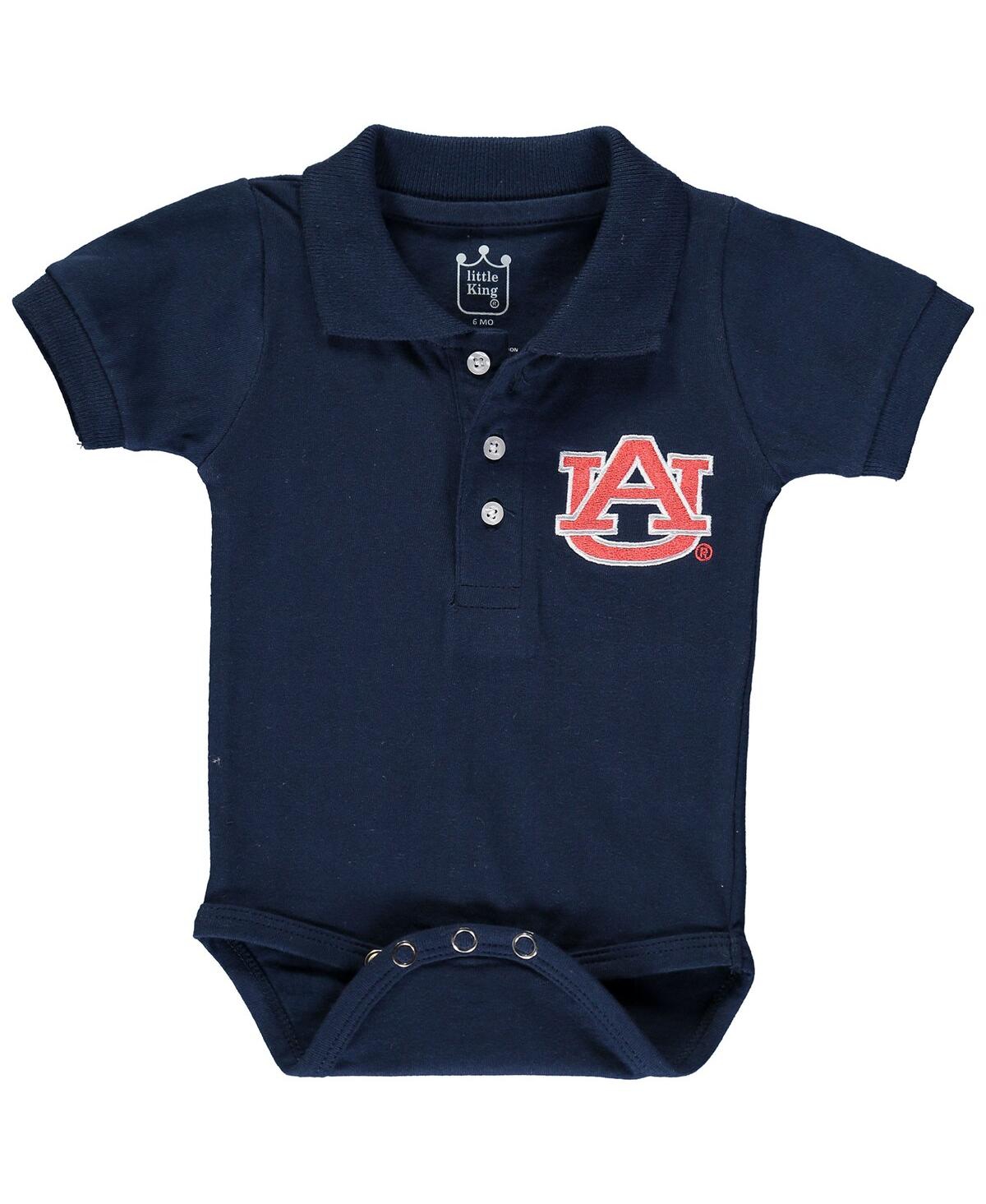 Little King Apparel Babies' Infant Boys And Girls Navy Auburn Tigers Polo Bodysuit