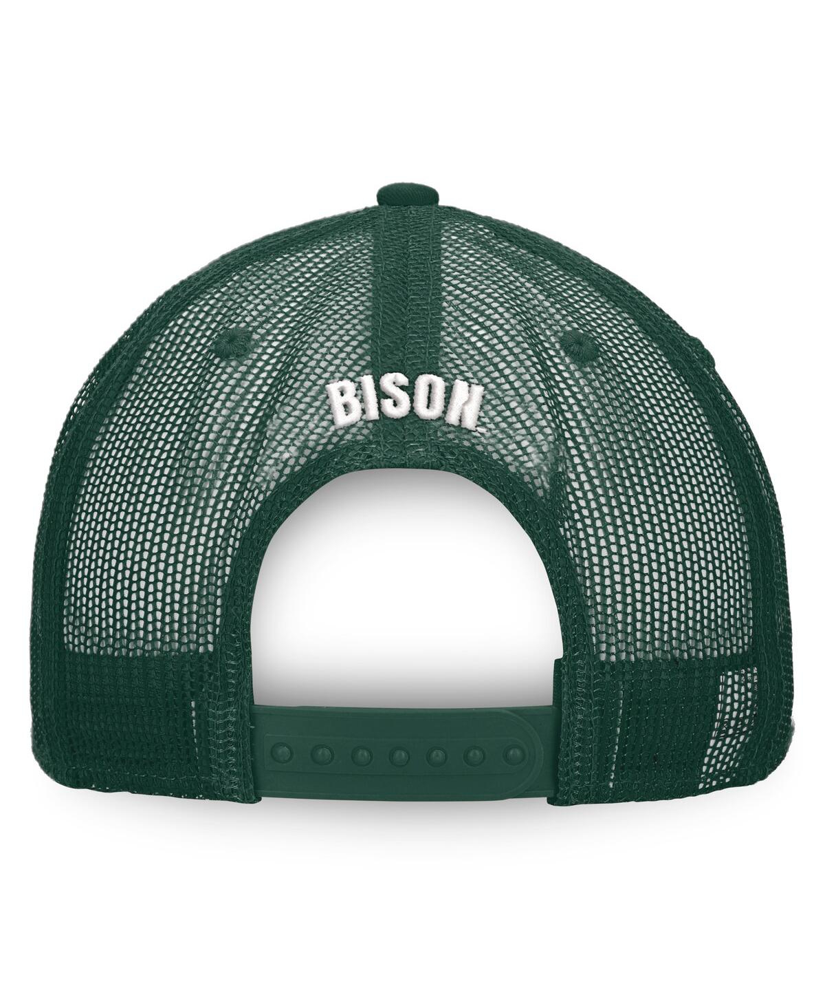 Top Of The World Men's  White, Green Ndsu Bison Tone Down Trucker Snapback Hat In White