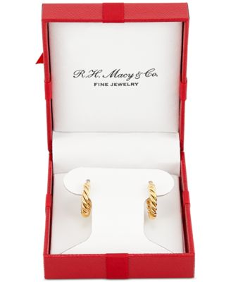 Twist-Style Tube Small Hoop Earrings in 10k Gold, 3/4"