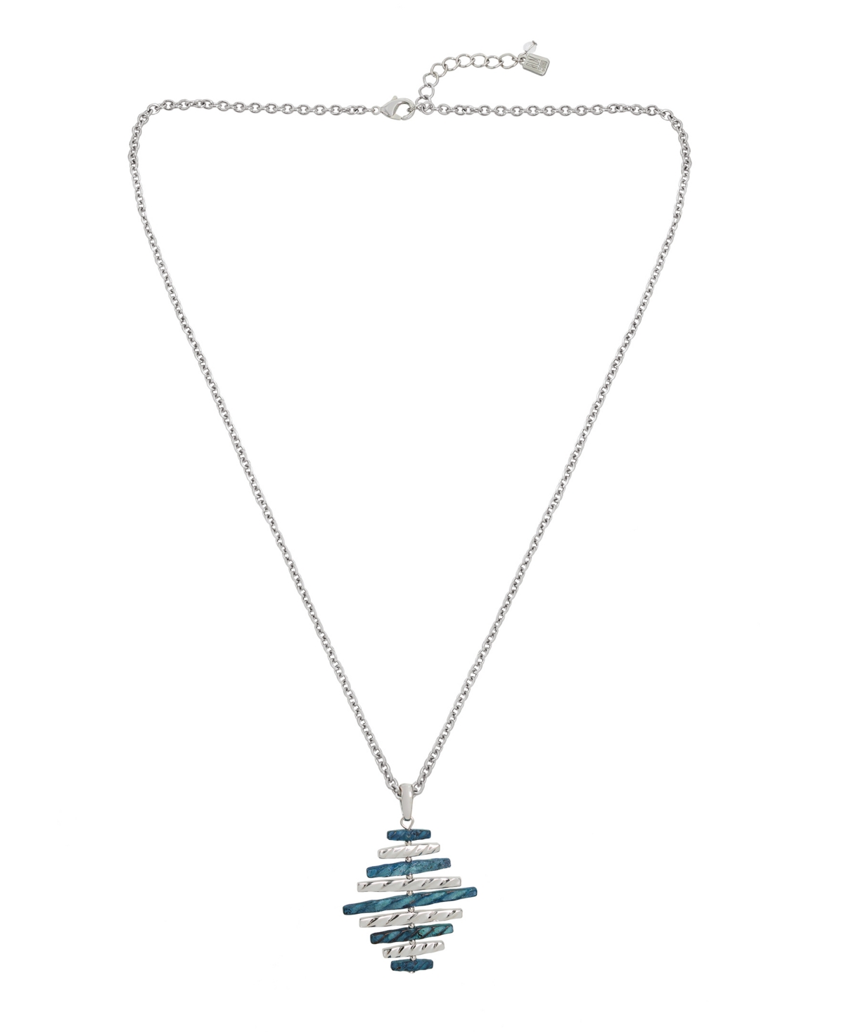 Blue Patina Kite Pendant Long Necklace - Blue Patina