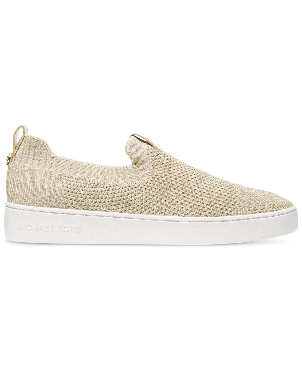 Shop Michael Kors Michael  Juno Slip-on Knit Low-top Sneakers In Pale Gold