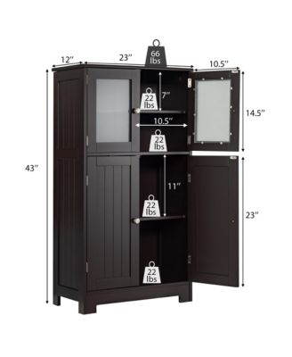 Bathroom Floor Storage Cabinet Kitchen Cupboard w/Doors&Adjustable Shelf