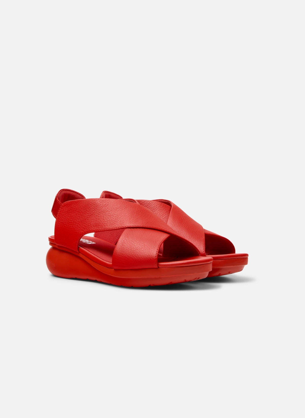 Camper Balloon Crossover Strap Sandals In Bright Red