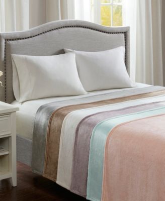 Madison Park Microlight Solid Blankets Bedding In Blush