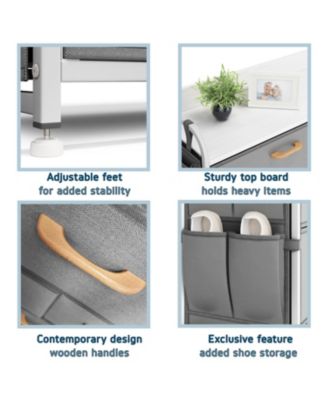 Heavy Duty 7 Drawer Fabric Dresser Organizer for Bedroom, Nursery, & Closet with Shoe Rack, Easy to Pull Wood Handles & Textured Wood Top